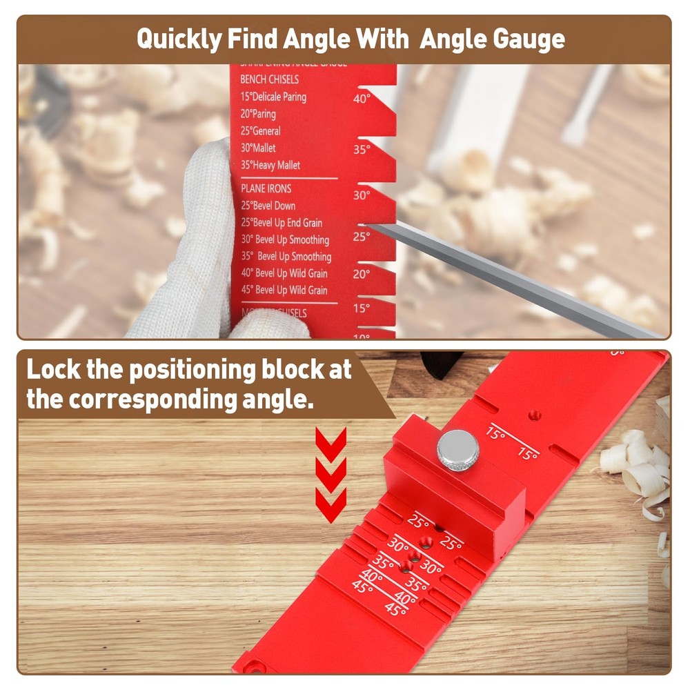 Chisel Sharpening Jig with Diamond Sharpening Stone 400# 1000# Grit, Wood Hon...
