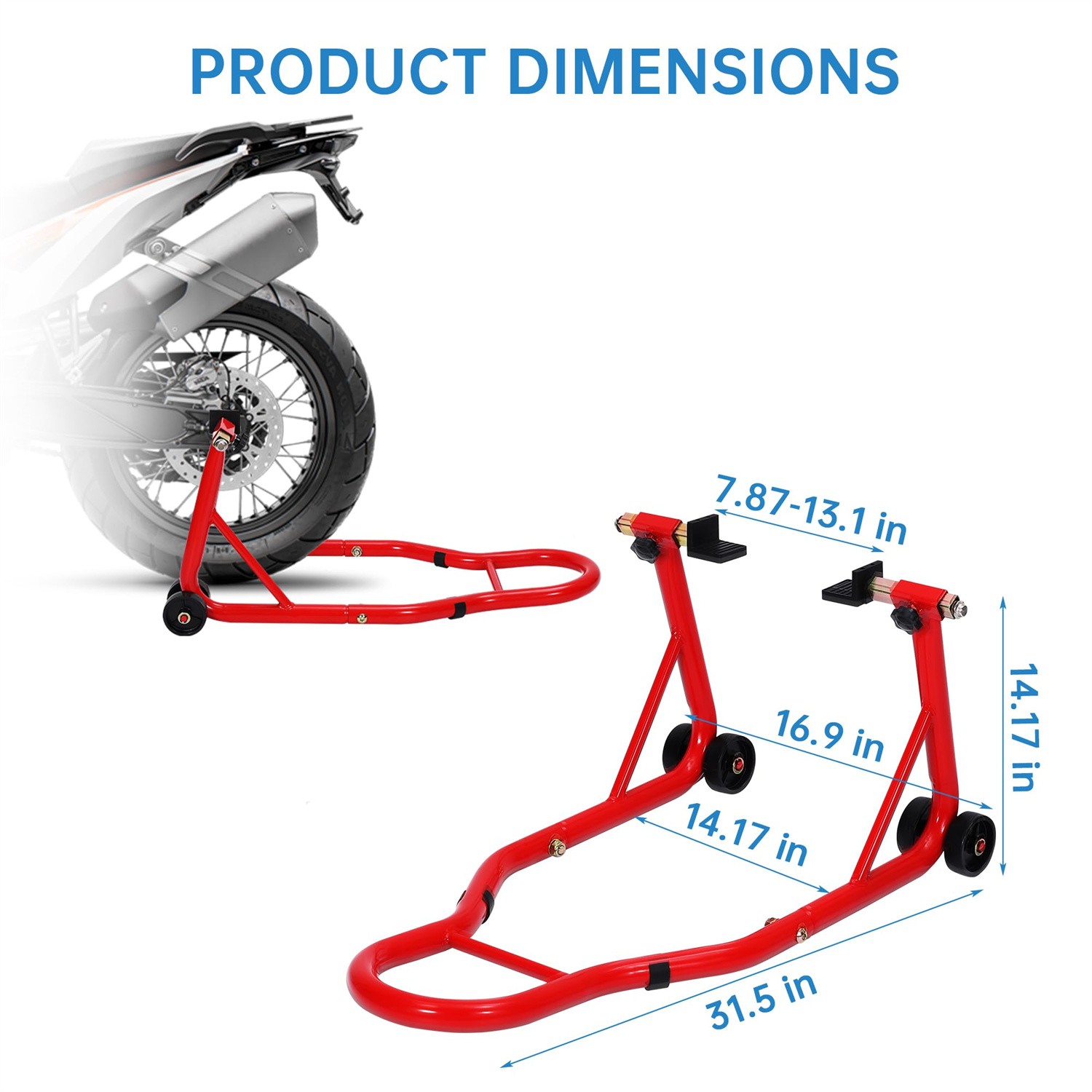 2PCS Heavy Duty Motorcycle Stand Lift Front & Rear Combo Stands 900Lbs Capacity