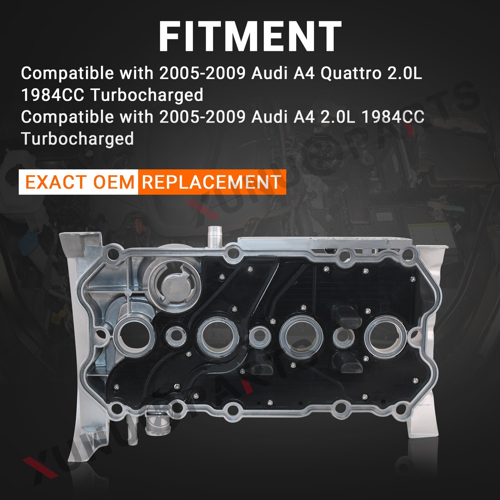 Upgraded Aluminum Valve Cover for 2005-2009 Audi A4/ A4 Quattro 2.0L 06D103469N