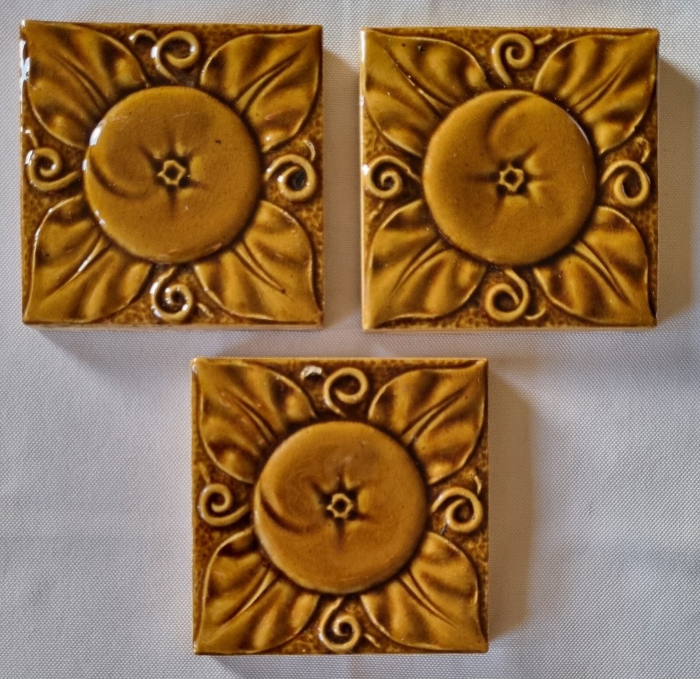 Three Arts & Crafts Tiles. 3"x3"