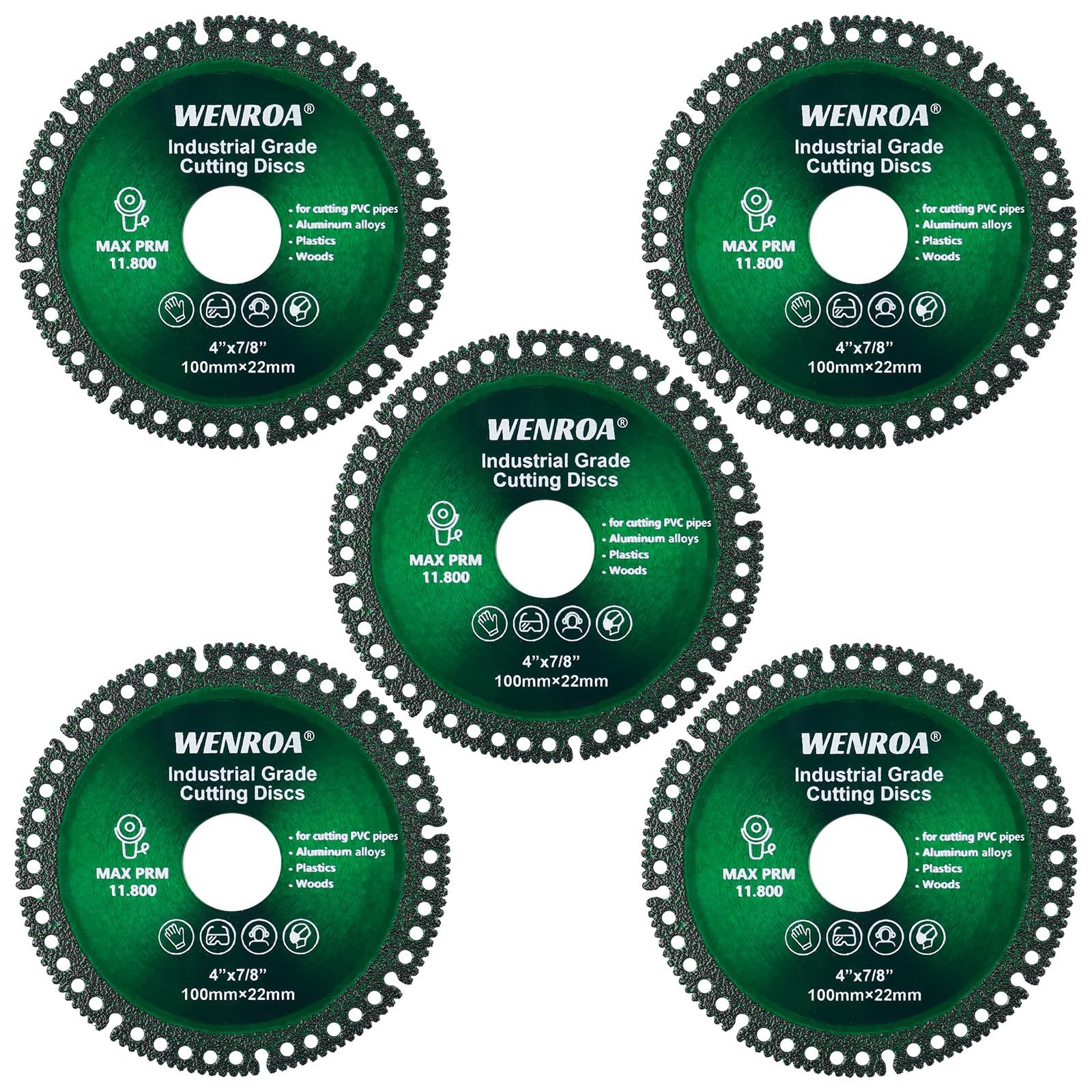 5 Pcs 4.5 Cutting Discs for Angle Grinder - Diamond Blades for Wood, Tile,