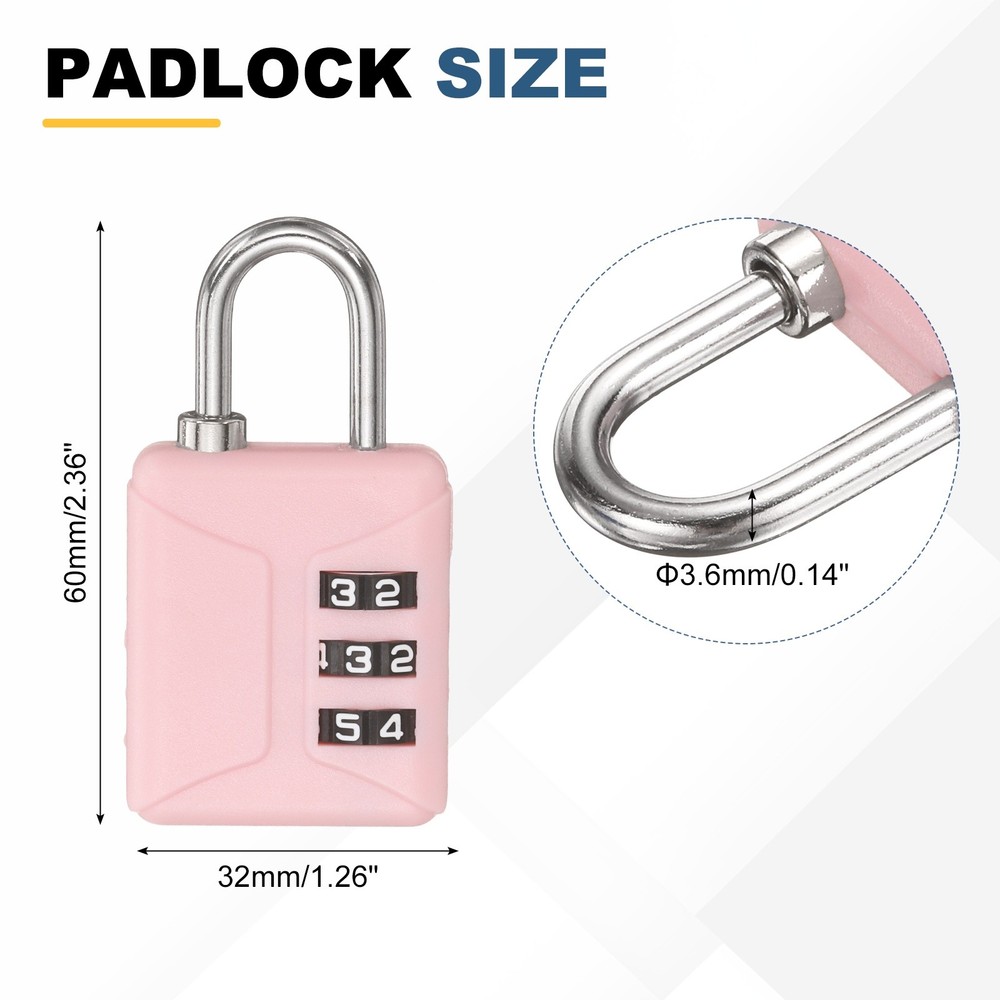 1Set 3-Digit Combination Padlock Steel 39.4ft Security Cable Lock Clear Red