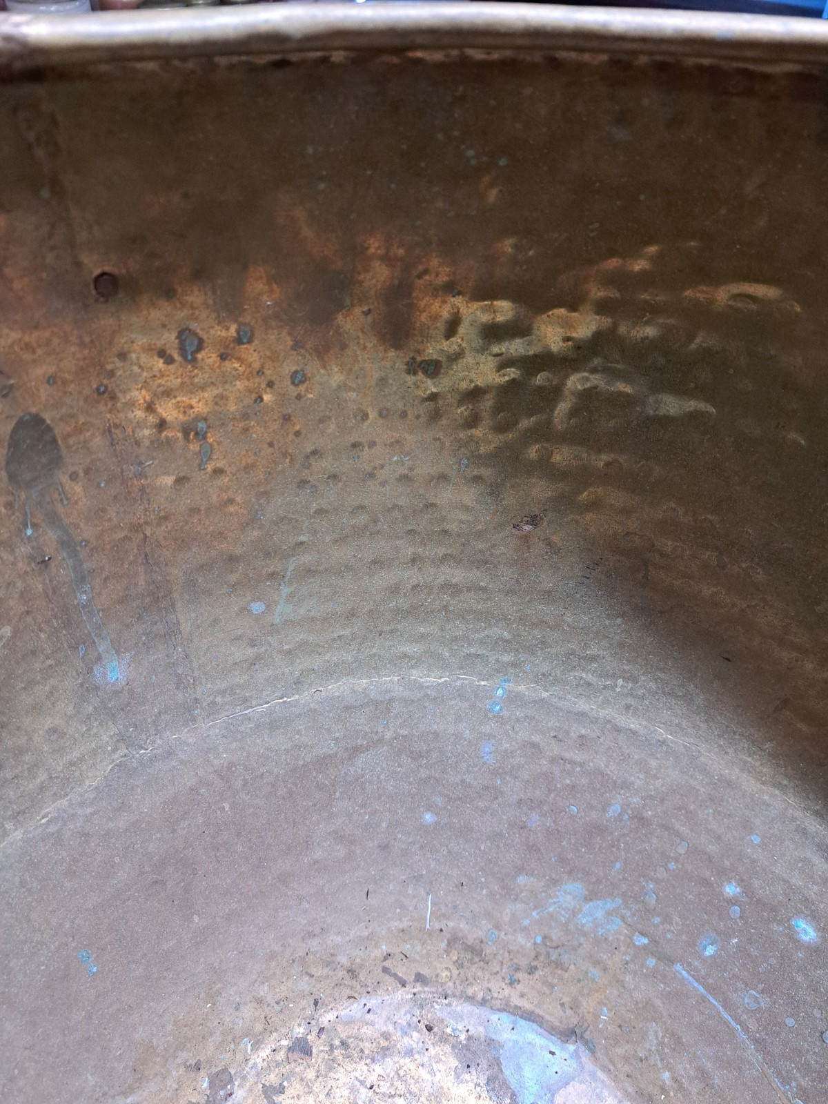 Large Hammered Brass Pot Vintage