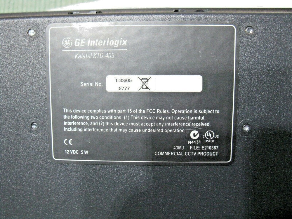 GE Interlogix KALATEL PTZ System Controller Keyboard Joystick KTD-405