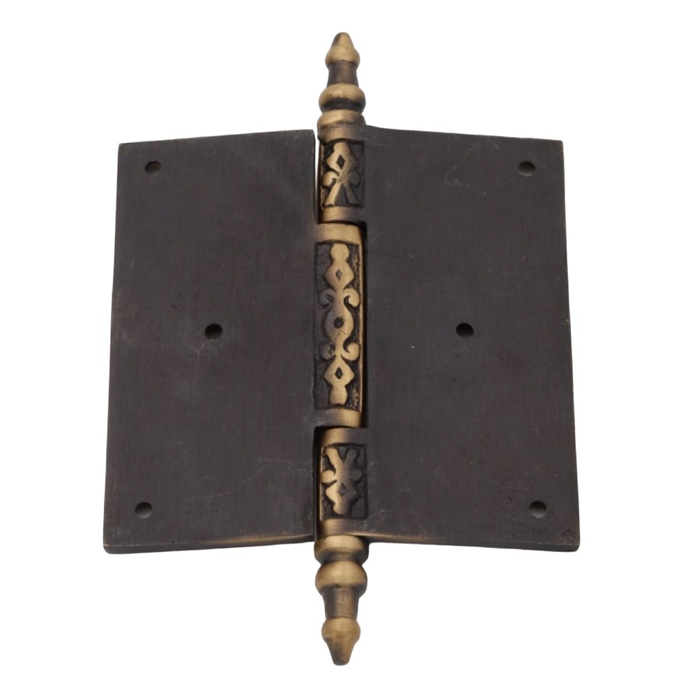 Victorian Style 4 Inch Door Hinge Highlighted Bronze in Solid Brass