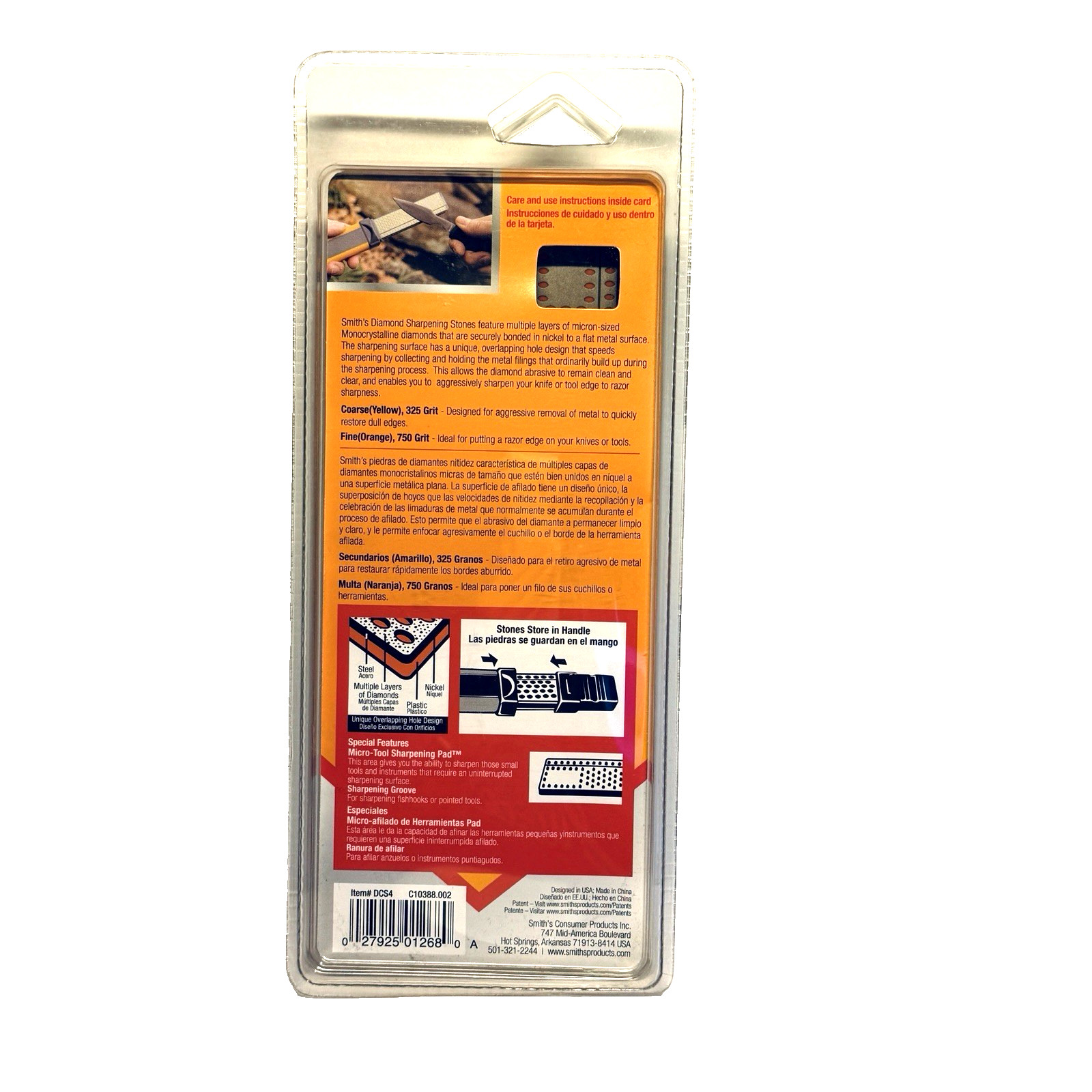 Smith's DCS4 Diamond Combination Sharpener 4" Coarse Fine Grits Hook Sharpener