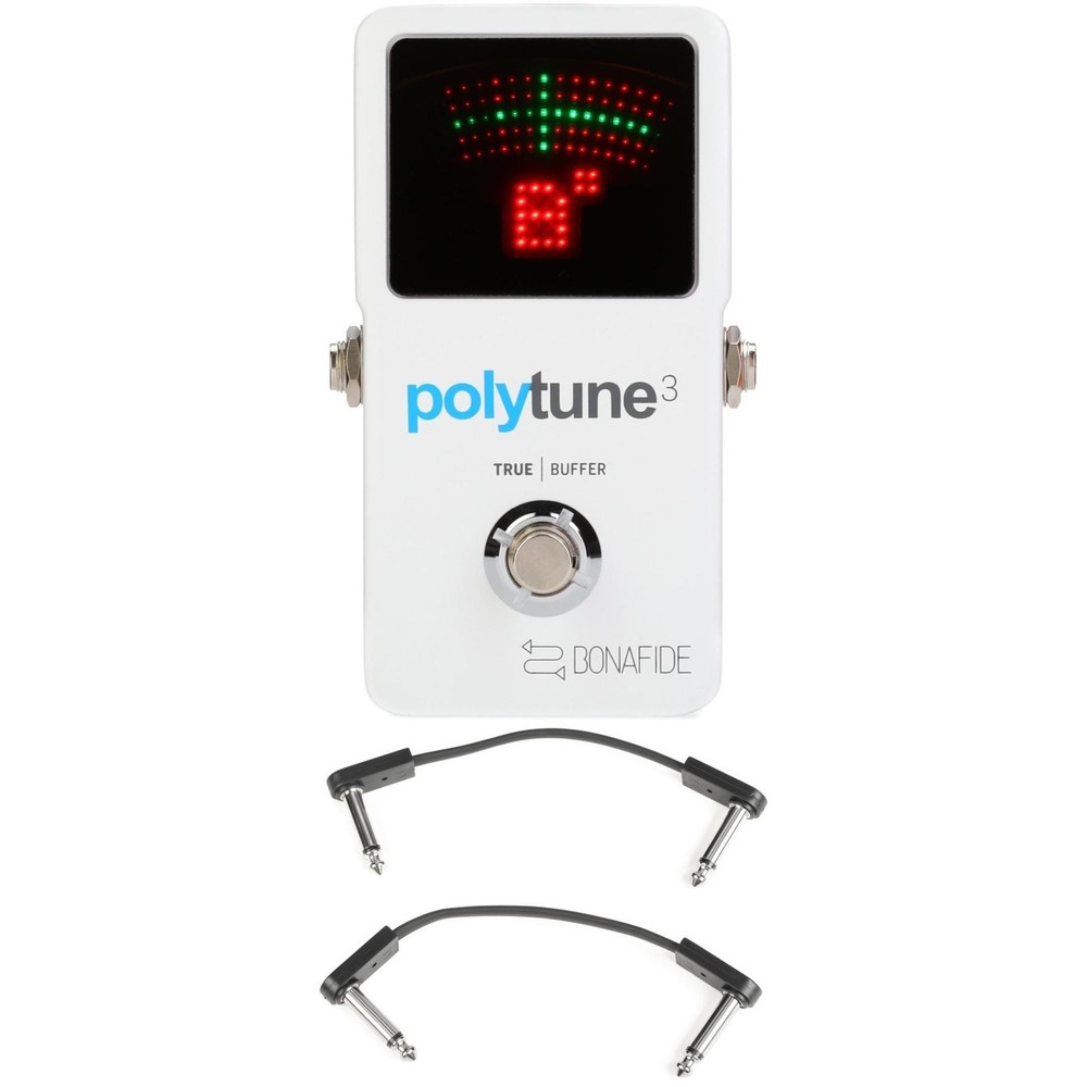 TC Electronic PolyTune 3 Polyphonic LED Guitar Tuner Pedal with EBS Patch Cables