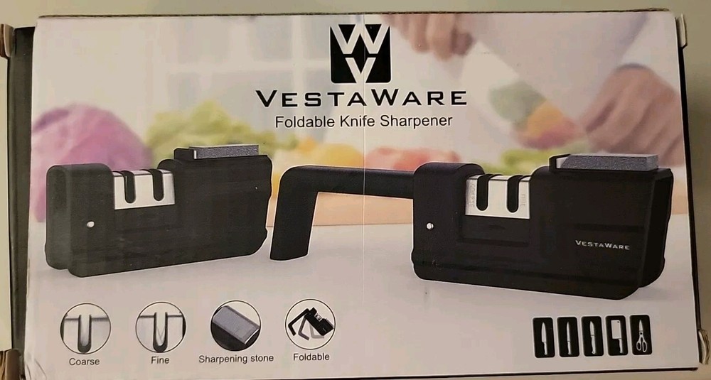 Kitchen Knife Sharpener - Vestaware Foldable 2-Stage Knife Sharpening Accessory