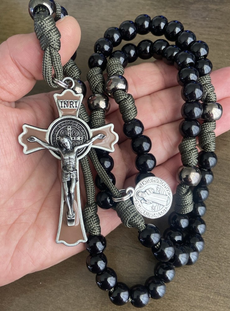 St Benedict Catholic Rosary, Large StBenedict Crucifix, Durable Rosary- Handmade