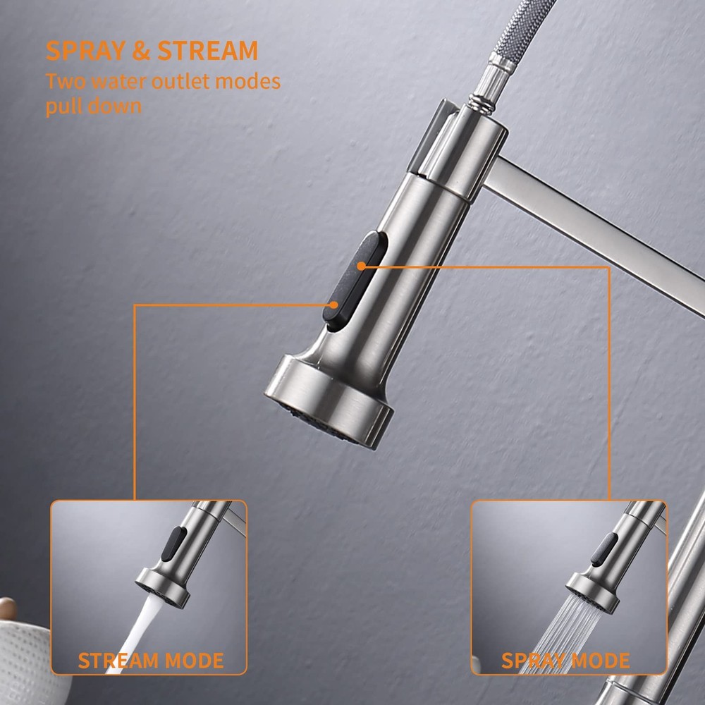 Touchless Kitchen Faucet,Smart Motion Sensor Hands Free Single Handle Spring ...