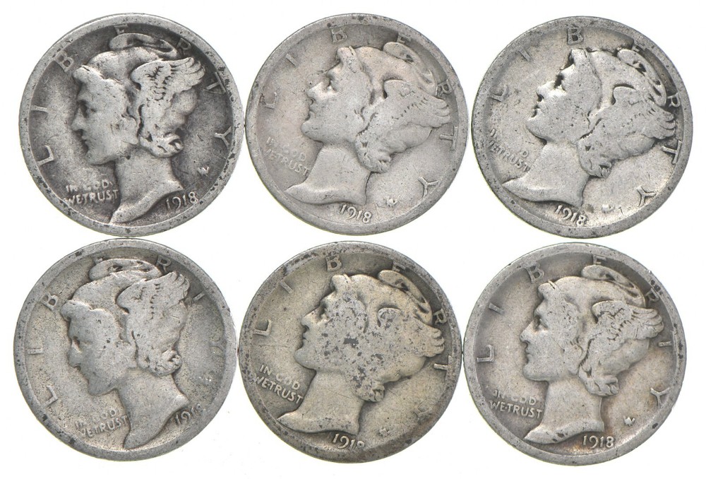 G+ 1918-S Mercury 90% Silver