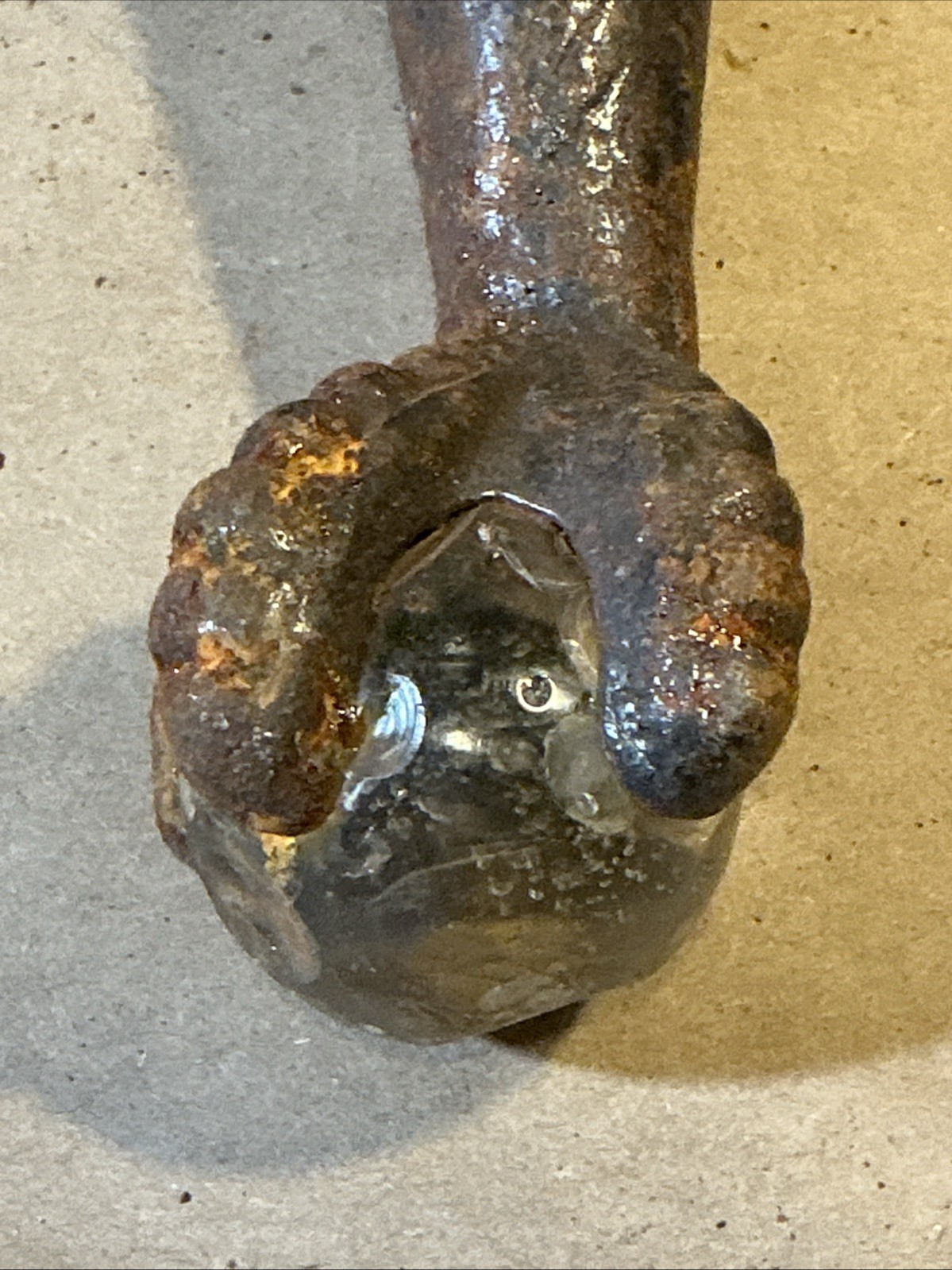 Set Of 4 Antique Cast Iron Glass Ball Table Feet Claw Feet As Is INV-AD60