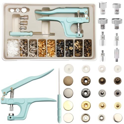 Snap Button Kit - Metal & Plastic Snap Buttons with Fastener Pliers Tool Kit