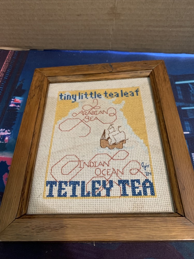 Tetley Tea Advertisement Cross Stitch Framed