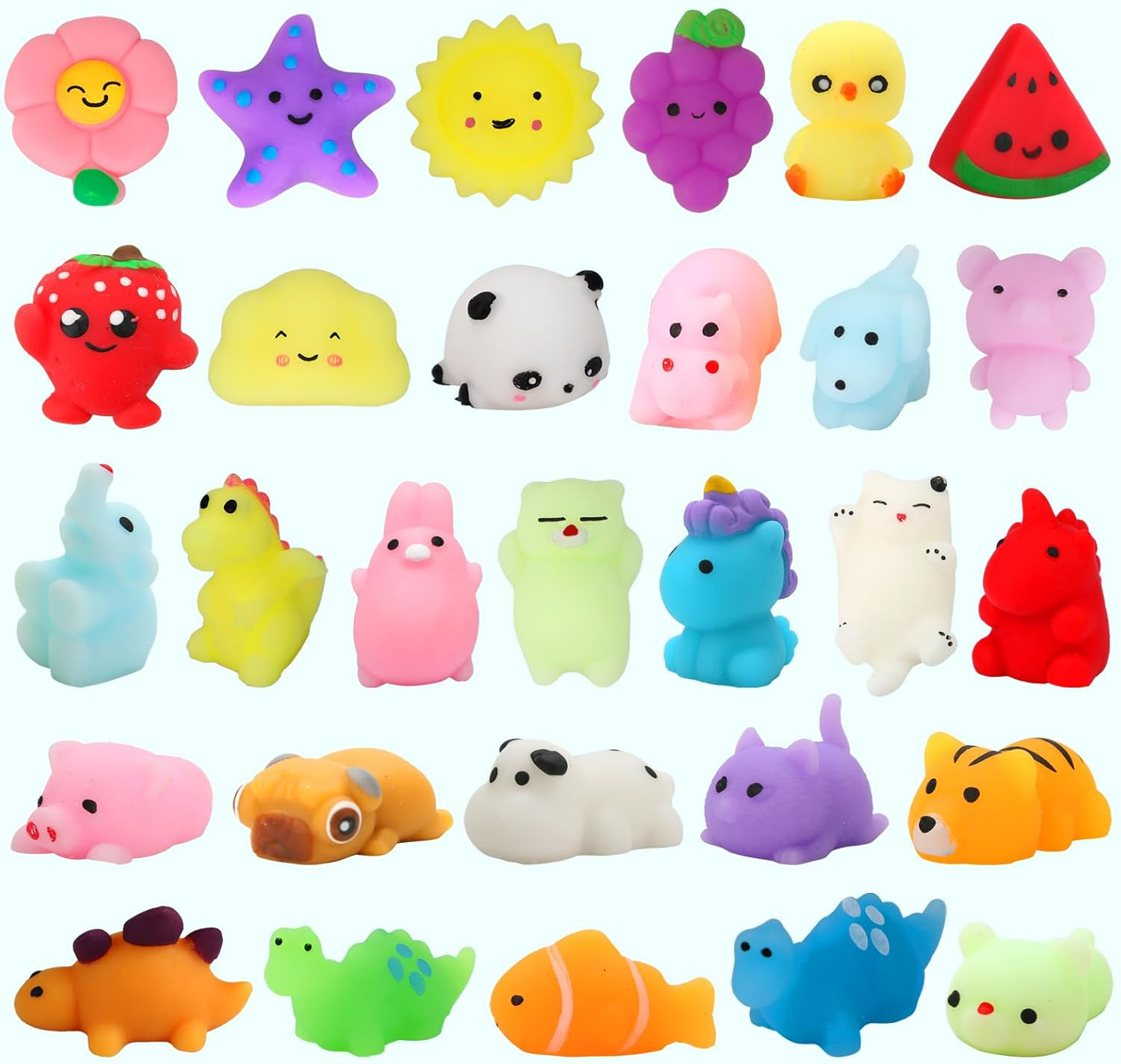 30 Pack Squishy Toys, Kawaii Squishies Party Favors for Kids 4-8 8-12 Treasure B