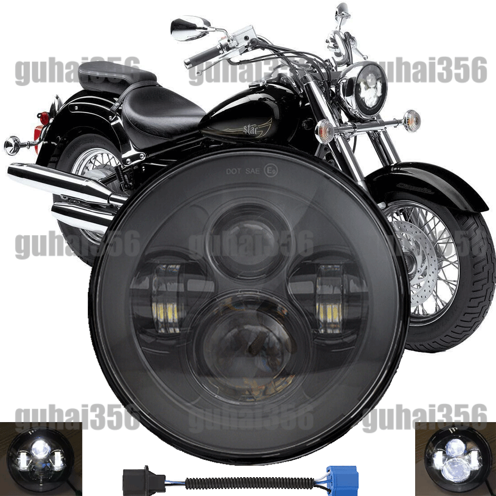 7"inch LED Headlight Projector Hi/Lo Beam for Yamaha V-Star XVS 650 1100 Classic