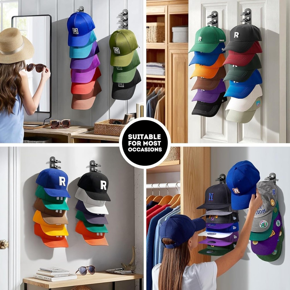 2 Pack Hat Organizer Hat Holder Storage Wall Mount Rack Display