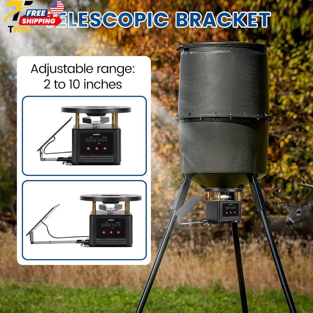 Deer Feeder Timer with Integrated Solar Panel Digital Automatic Metal Spin Plate