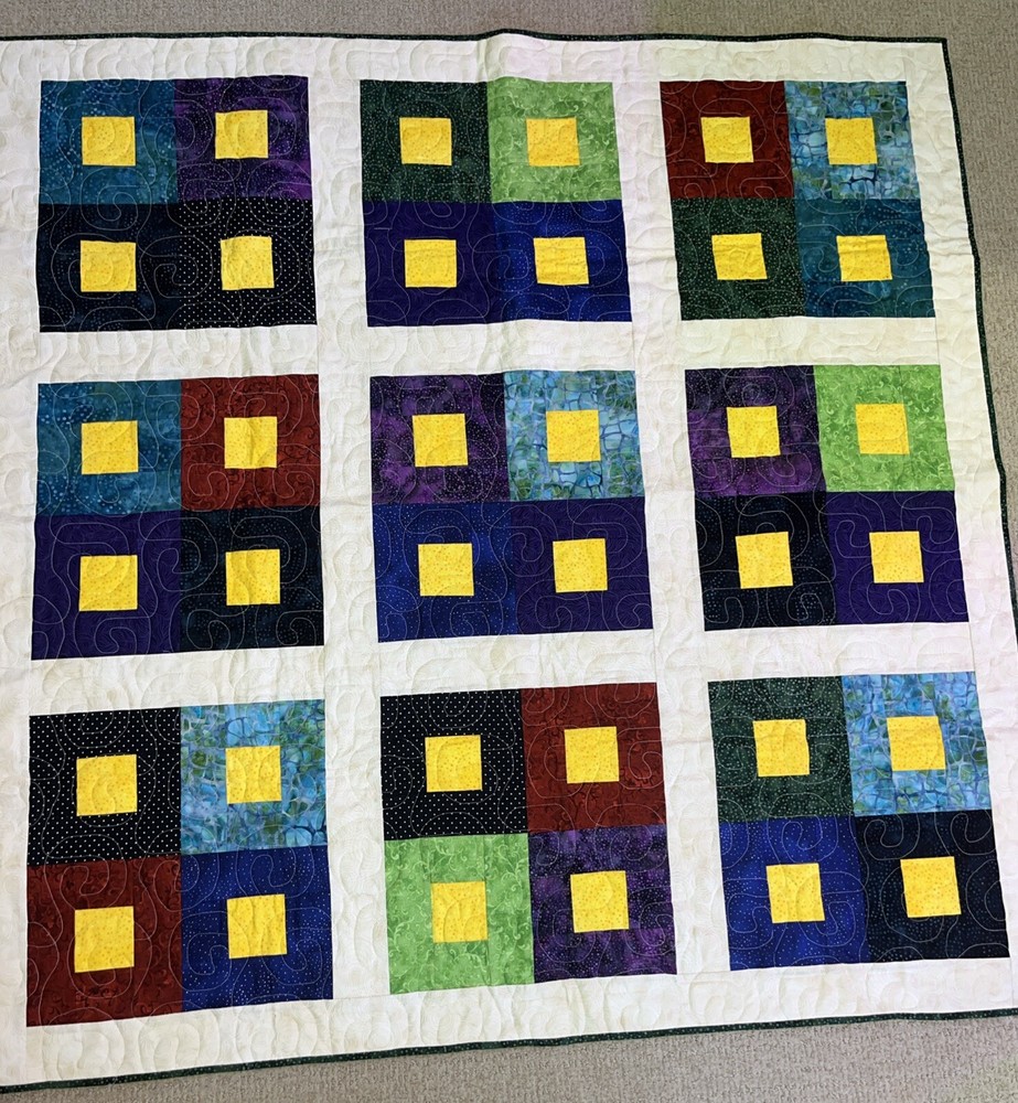 Handmade Quilted Throw Blanket 48” Square