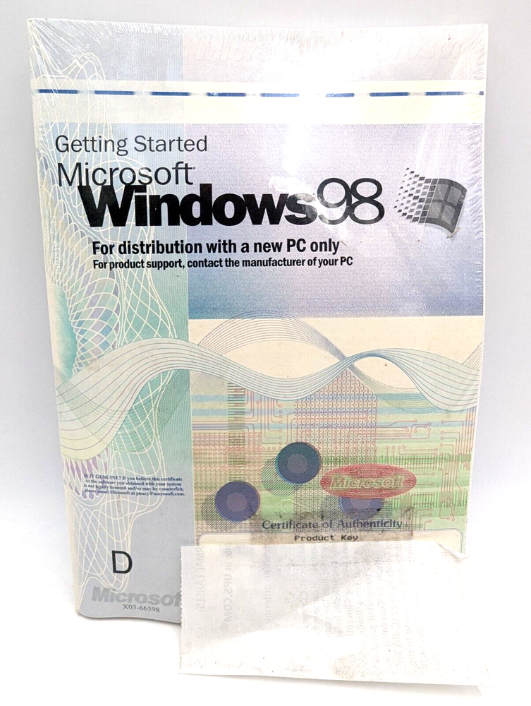 Microsoft Windows 98 New Sealed CD w/ COA & Product Key