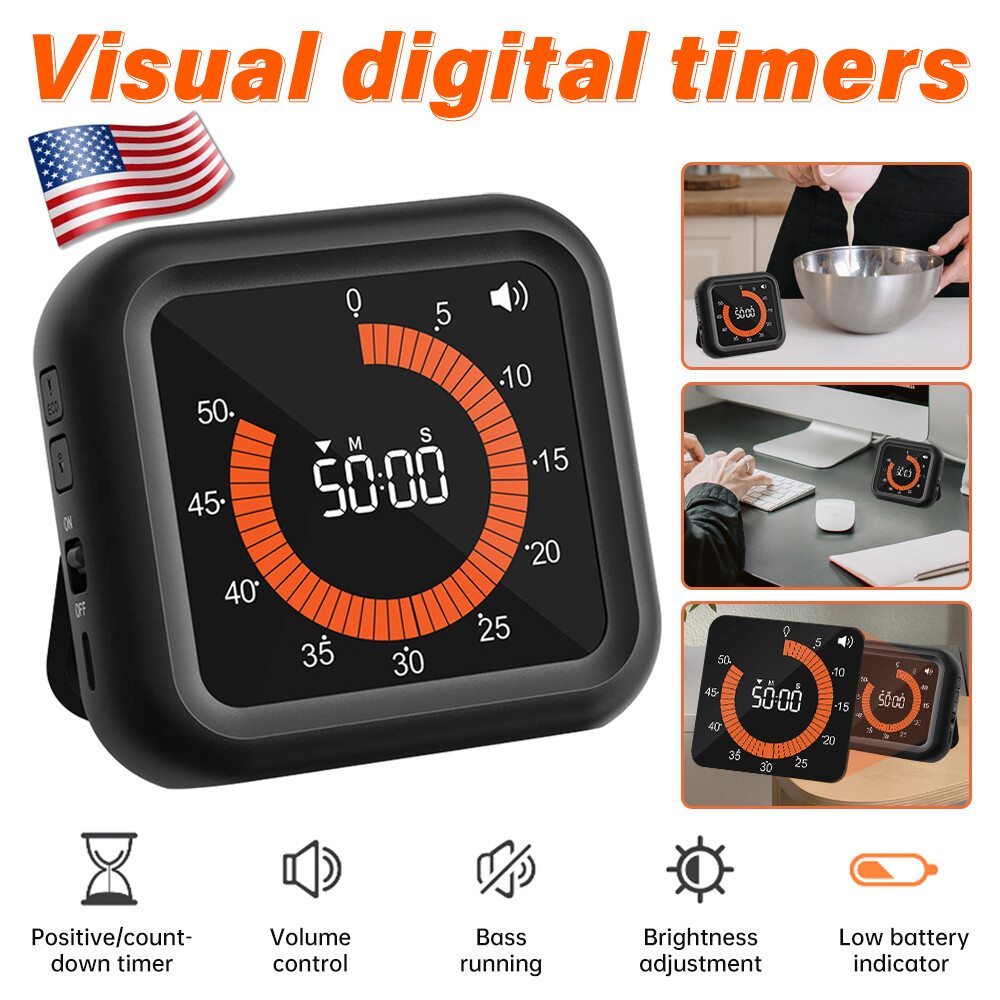 Visual Timer for Kids, 60 Minute Countdown Clock Classroom Study Kitchen Timer