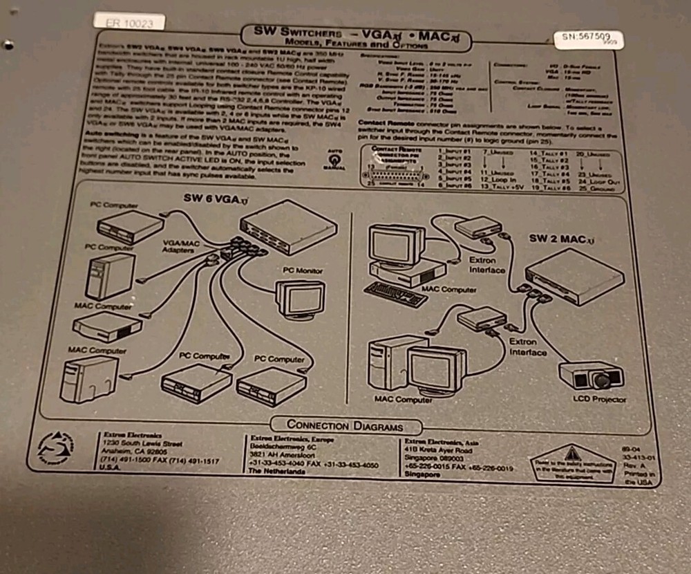 Extron SW2 VGA xi Audio Visual Control Module