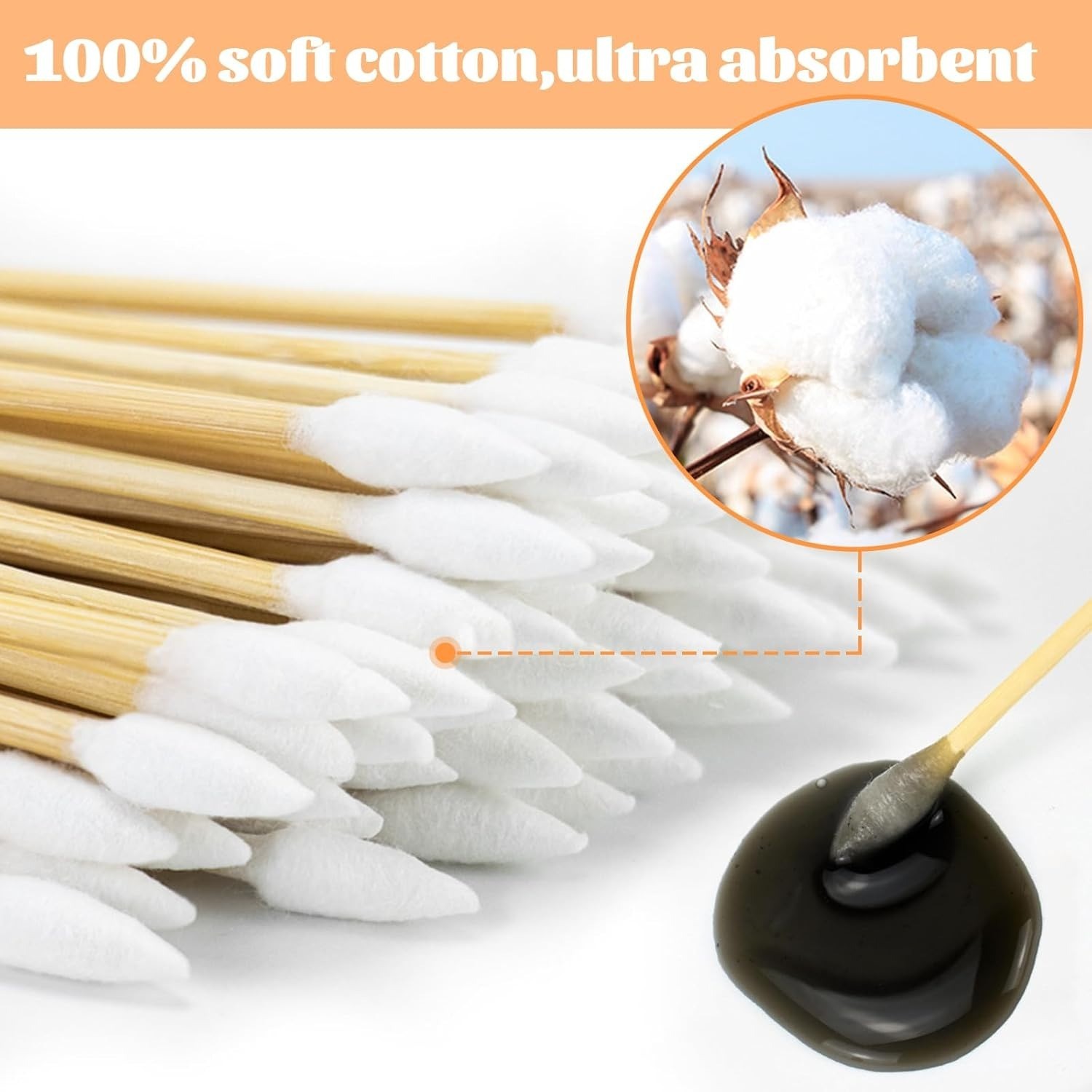500pcs Pointed Cotton Swabs with Storage Case, 6 inch Precision Gun Cleaning ...