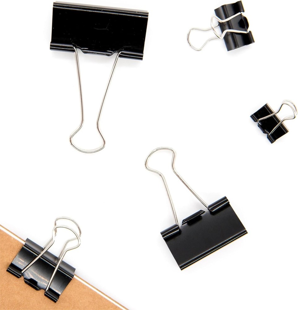 Binder Clips Paper Clamps Assorted Sizes 120 Count Black, Large, Medium, Smal...