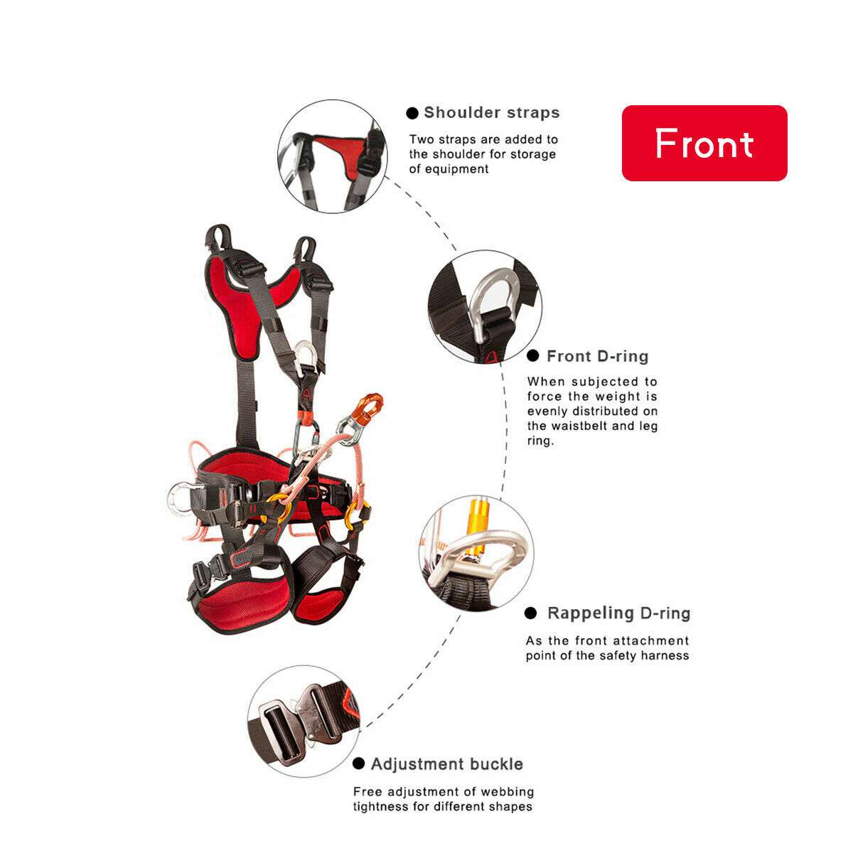 Full Body Harness Tree Climbing Arborist Rescue Falling Protection Equipment-