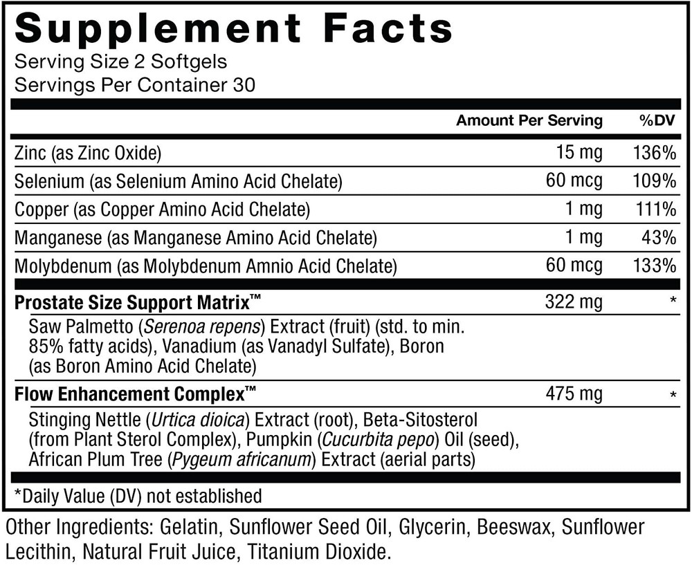 Force Factor Prostate Support Formula with African Plum Tree 60 Softgels New