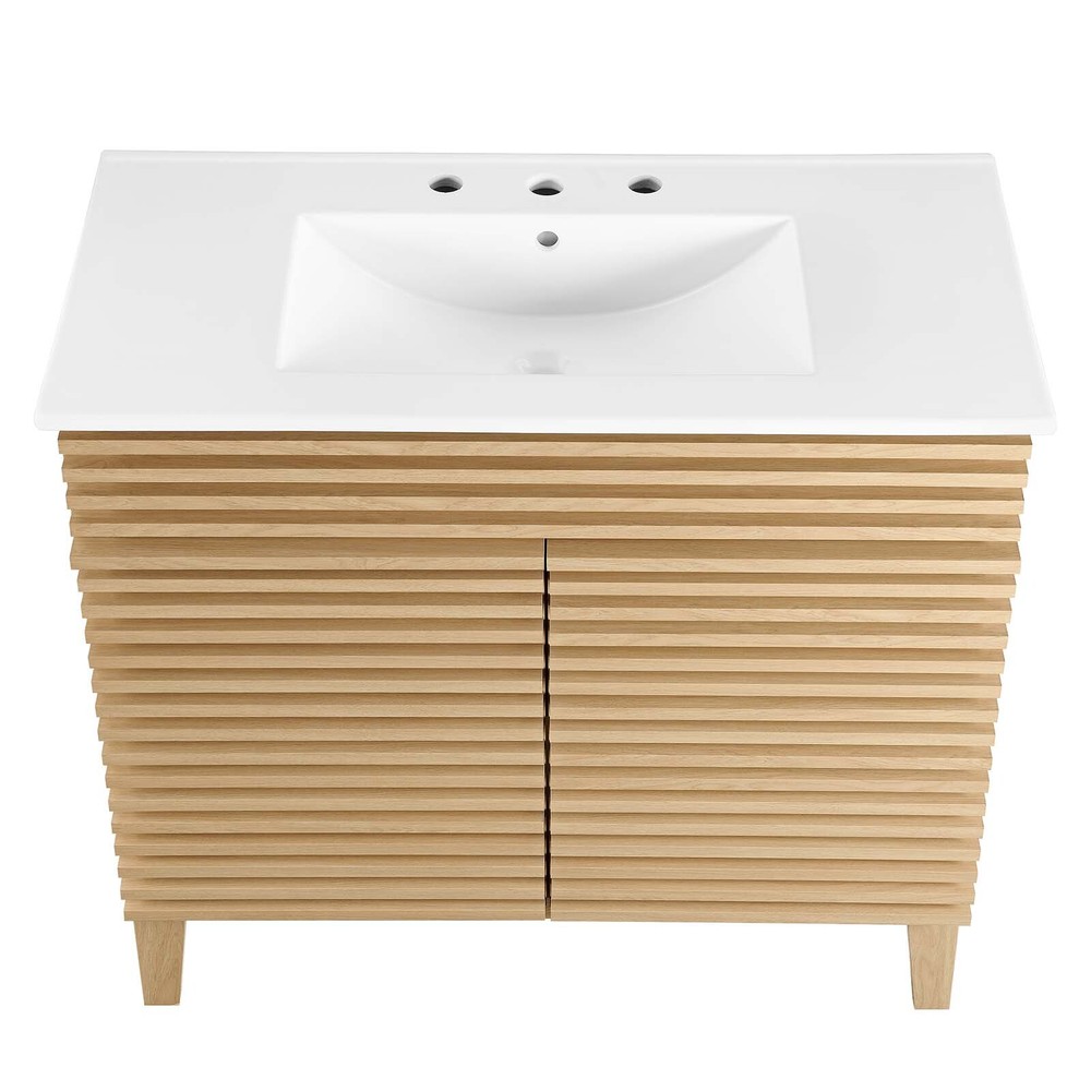 Modway Render 36" Bathroom Vanity in Oak White
