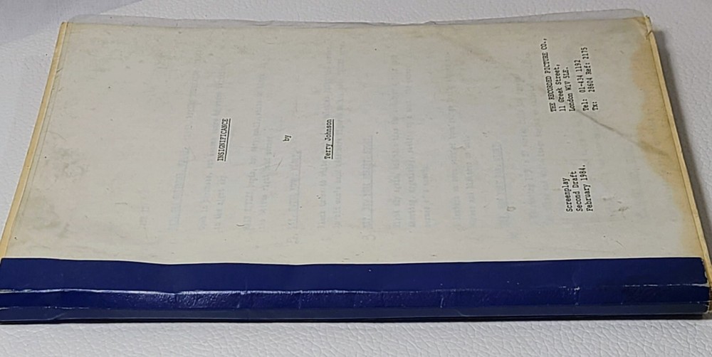 1984 Insignificance Script Screenplay Terry Johnson Gary Busey 2nd Draft Vintage