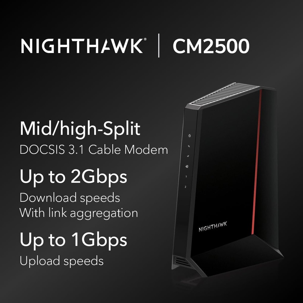 NETGEAR Nighthawk DOCSIS 3.1 Mid/high-Split Cable Modem (CM2500) Refurbished