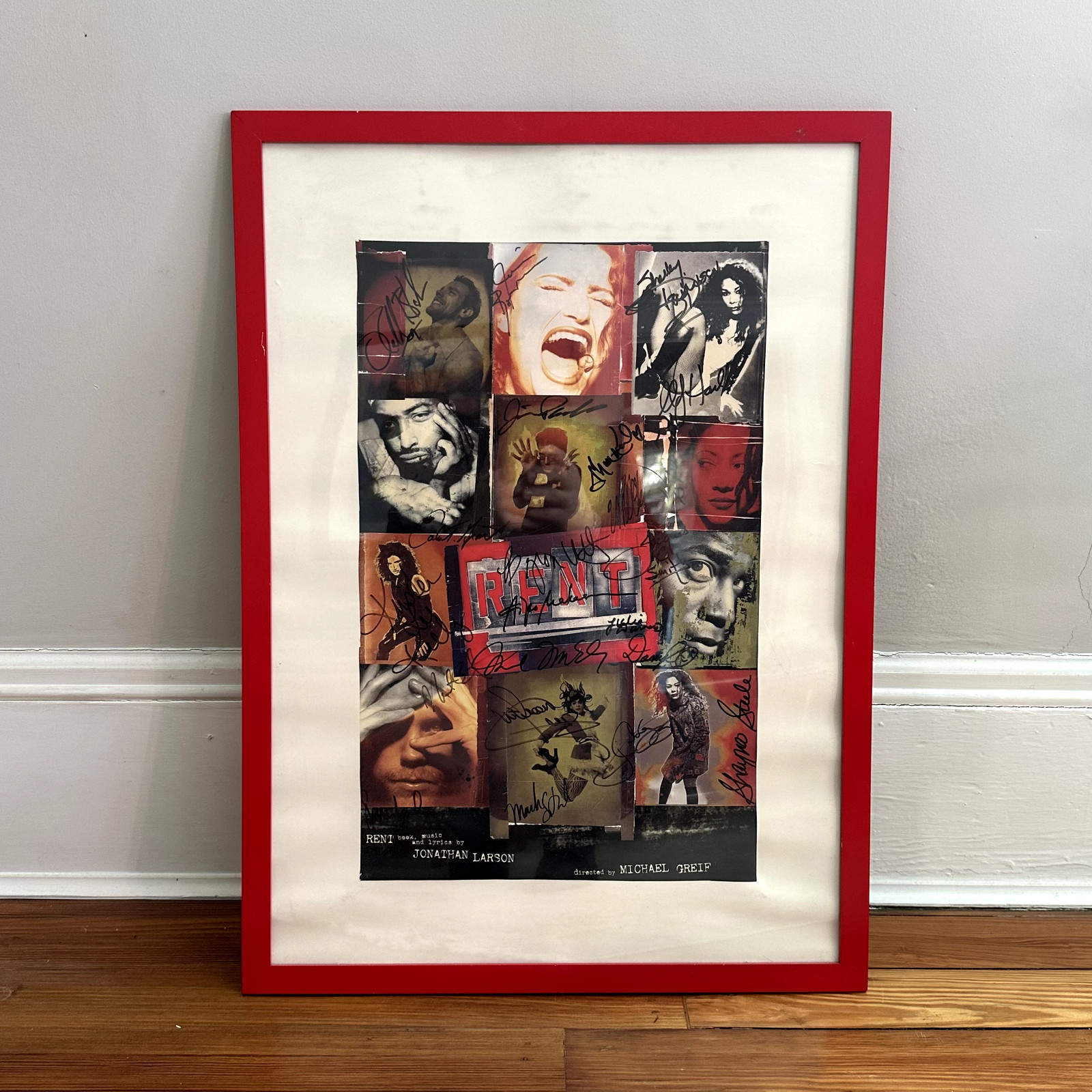 RENT Cast Signed Broadway Poster Window Card - Collectible