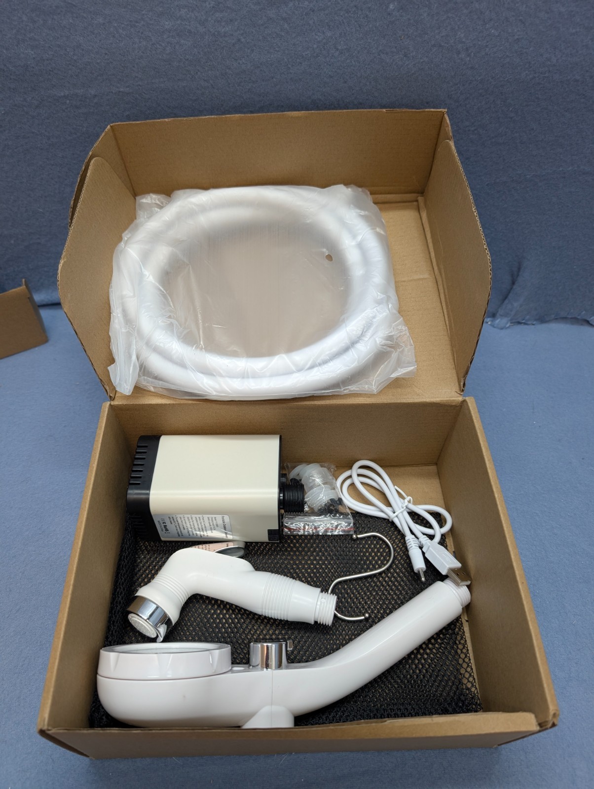 Portable Shower for Camping, Rechargeable Electric Camping Shower Pump White