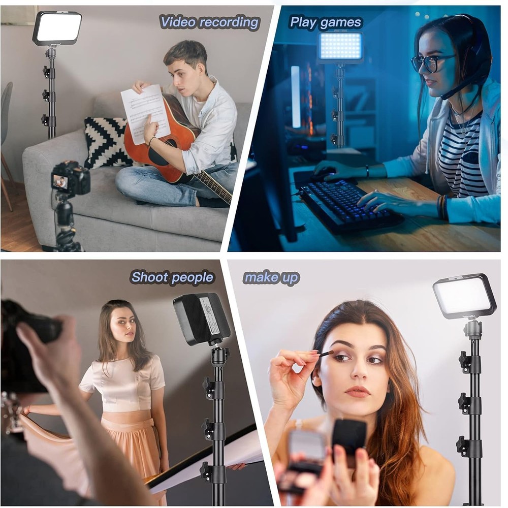 Video Light Kit, 2Pcs Dimmable Continuous Portable Photography Lighting with ...