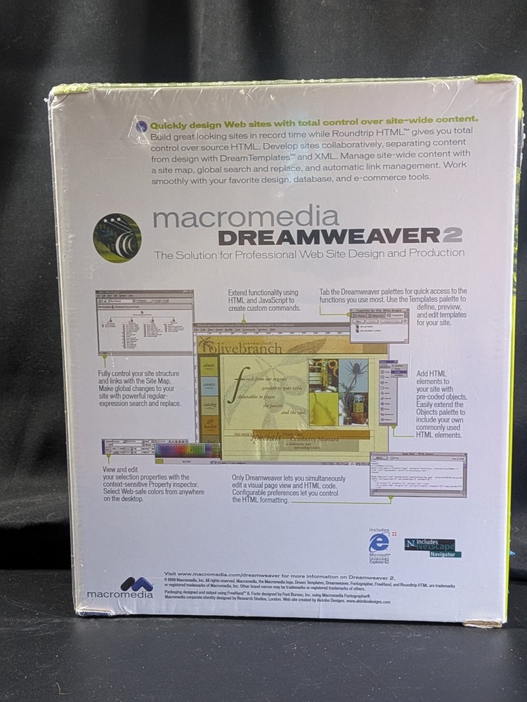 Macromedia (Adobe) Dreamweaver 2 Full Version for Mac Windows + Serial ©1998