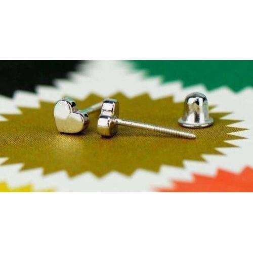 14K Solid White Yellow Gold Heart Shape Stud Earrings