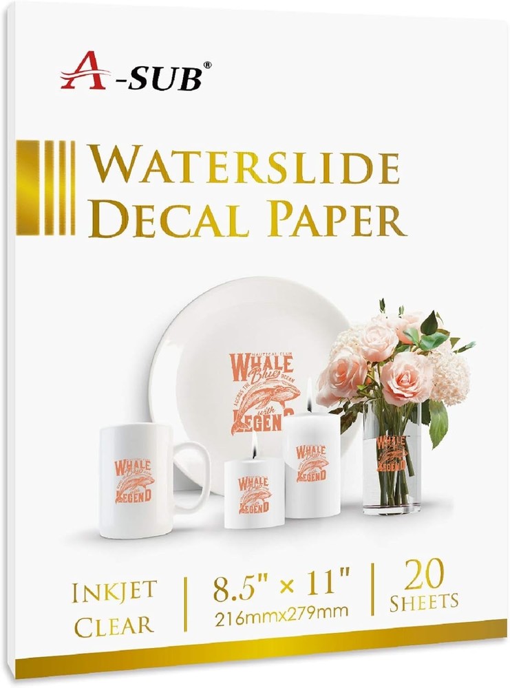 Clear Waterslide Transfer Paper Inkjet Printer Decal Sheets