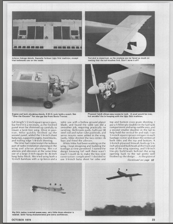 "BIG Stick" 100-inch RC Airplane Digital Plans on CD