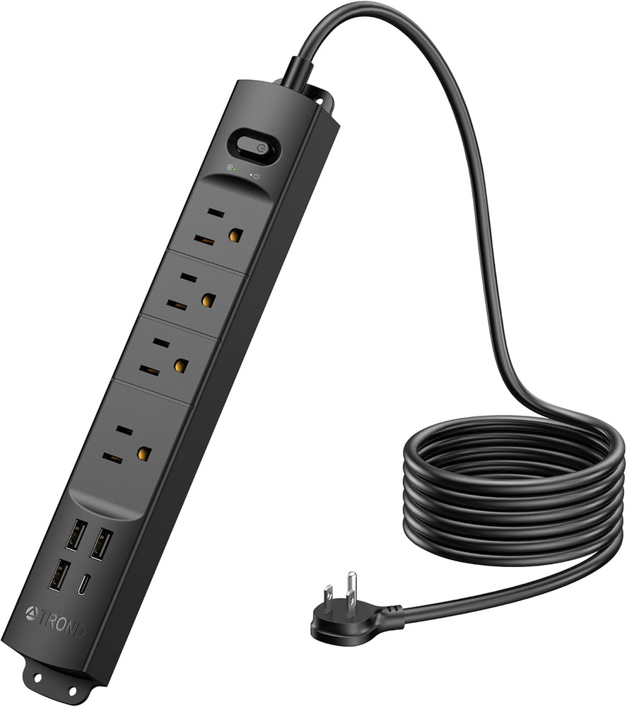 Surge Protector Power Strip with USB, Ultra Thin Flat Plug 6Ft Long Extension Co