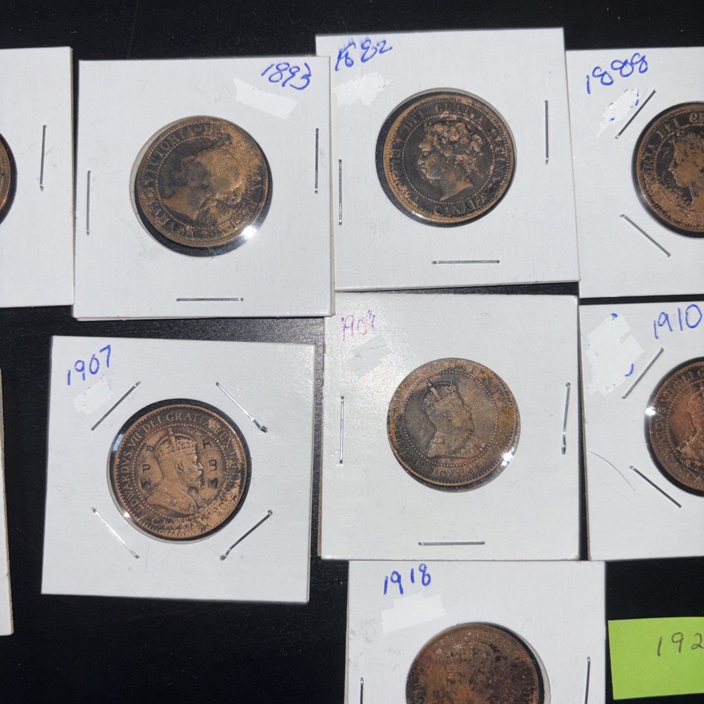 Canada Large Cent 1830-1918 + 3 X 5cent 1 .25 Cent