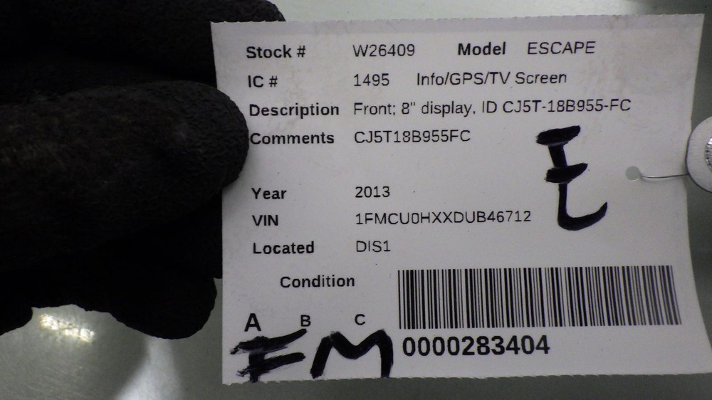 13 FORD ESCAPE Info Screen CJ5T18B955FC