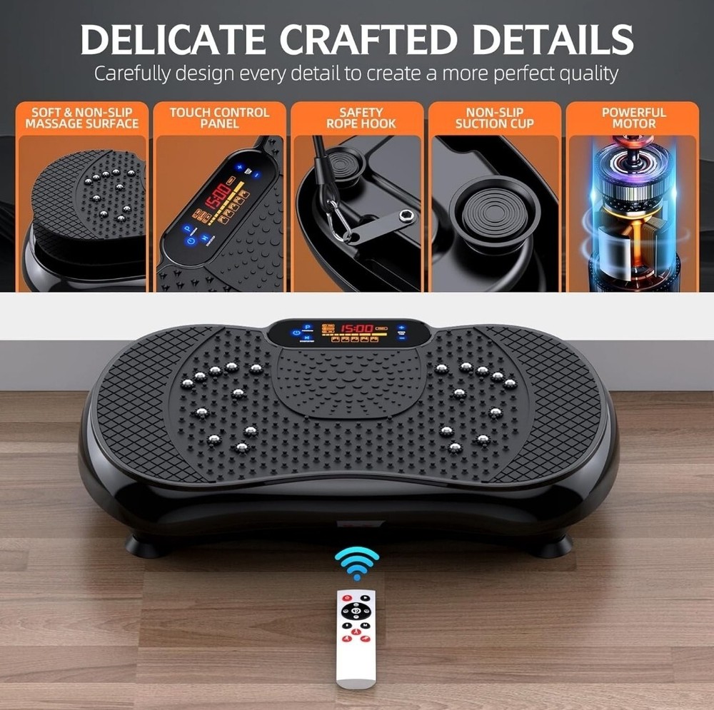 Vibration Platform Lymphatic Drainage Machine for Weight Loss Workout Black