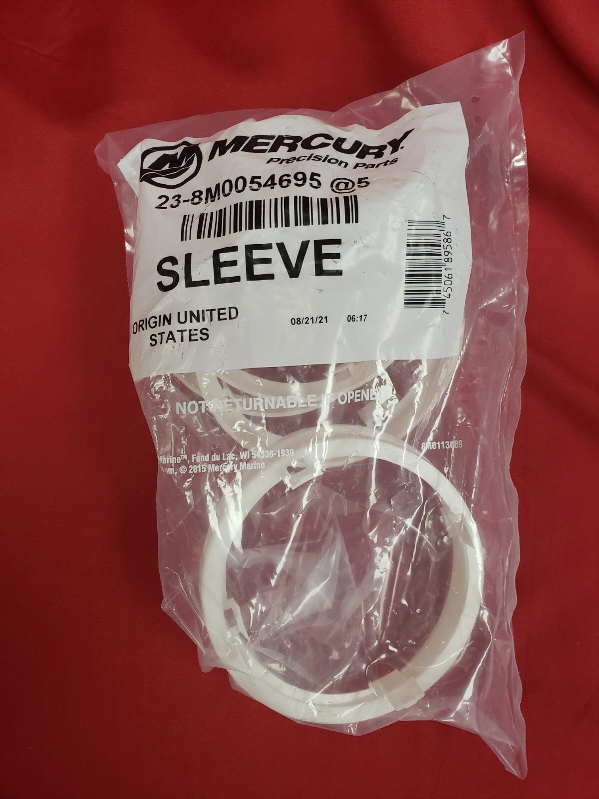 New/ OEM Mercury Propeller Bore Sleeve *LOT 5* Part # 8M0054695 s/s 8M0187255