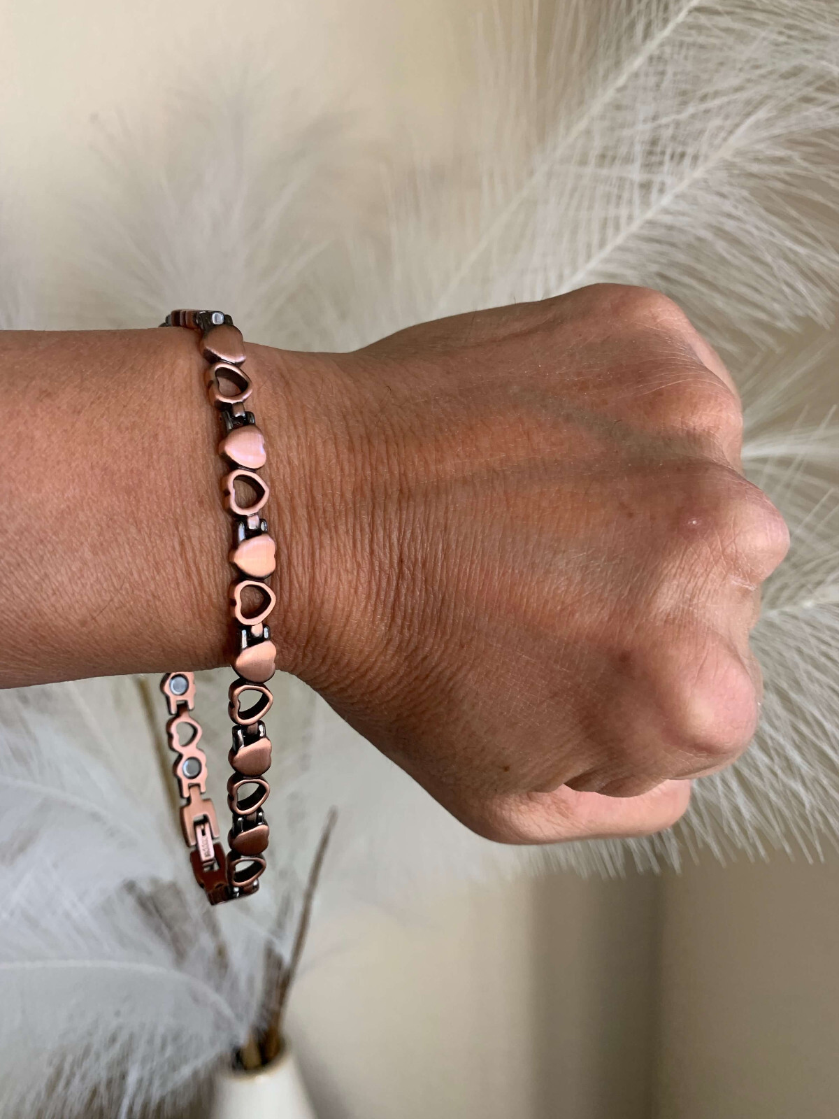 Heart Solid Copper Magnetic Anklet Bracelet Balance Energy Power Calm Love Joy Q