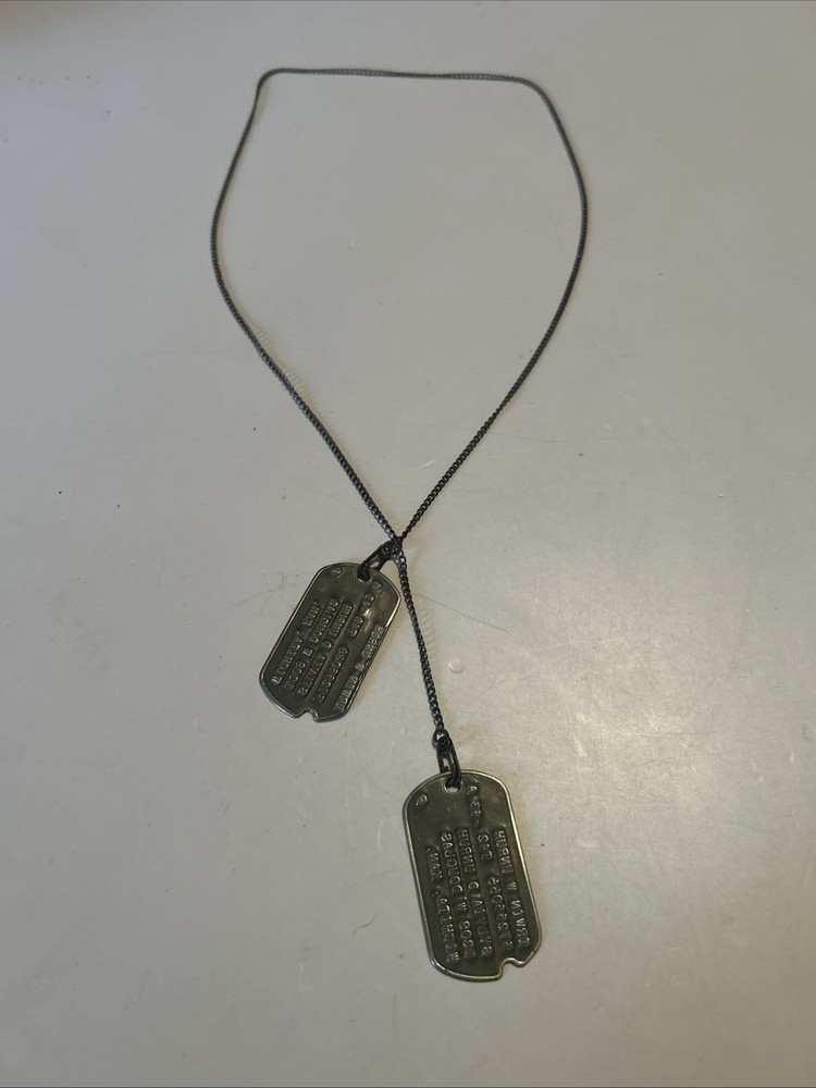 WW2 Female NOK Next Of Kin Dog Tags-Pair- Original With Chain Kansas, Free Ship