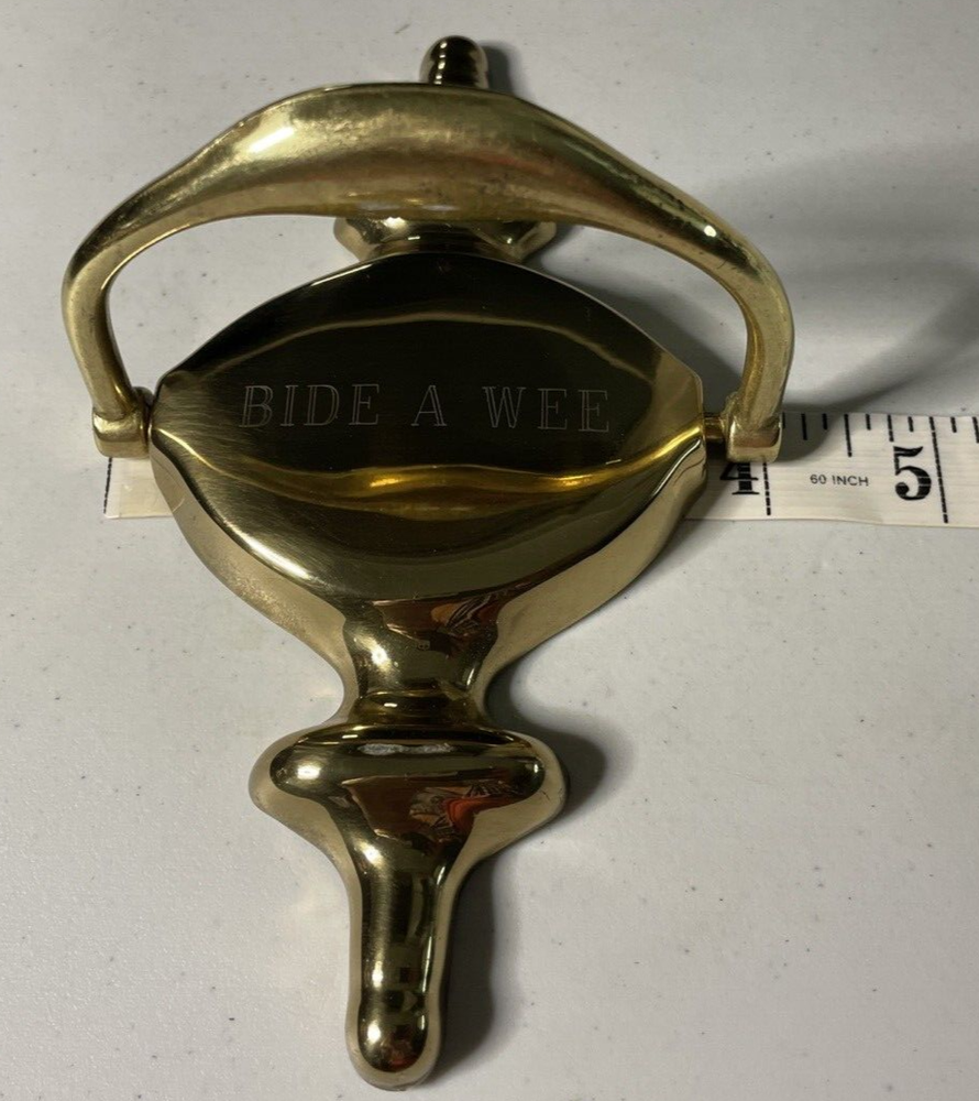 THINGS REMEMBERED Solid Brass Door Knocker Engraved w/ Scottish Term BIDE A WEE