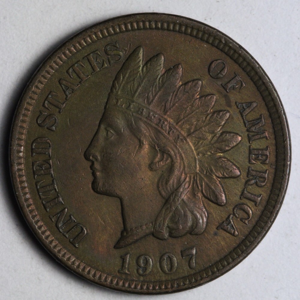 1907 Indian Head Cent Penny UNC *UNCIRCULATED* MS TONED E172 UKC