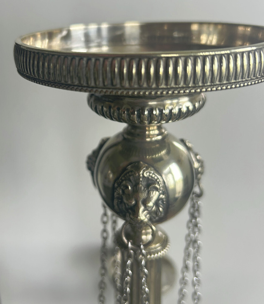 Antique Victorian Silver Plate Candelabra With Chains